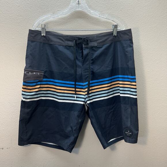 RIP CURL Men's Size 36 Swim Trunks Surf Black Blue Board Shorts Beach - Picture 1 of 6